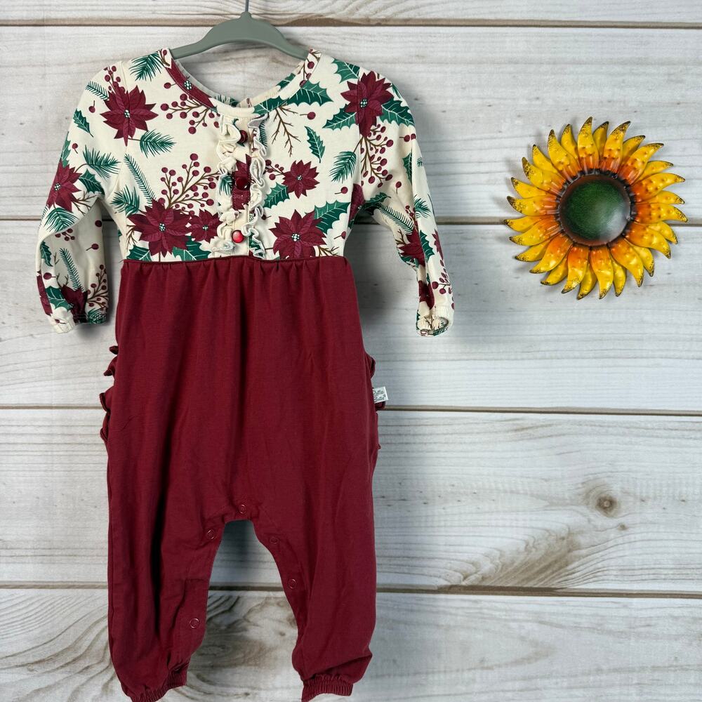 ruffle‎ butts holiday merry & bright romper 6-12M